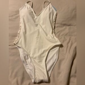 Shade & Shore Women’s One Piece Bathing Suit with Embroidery on sides.